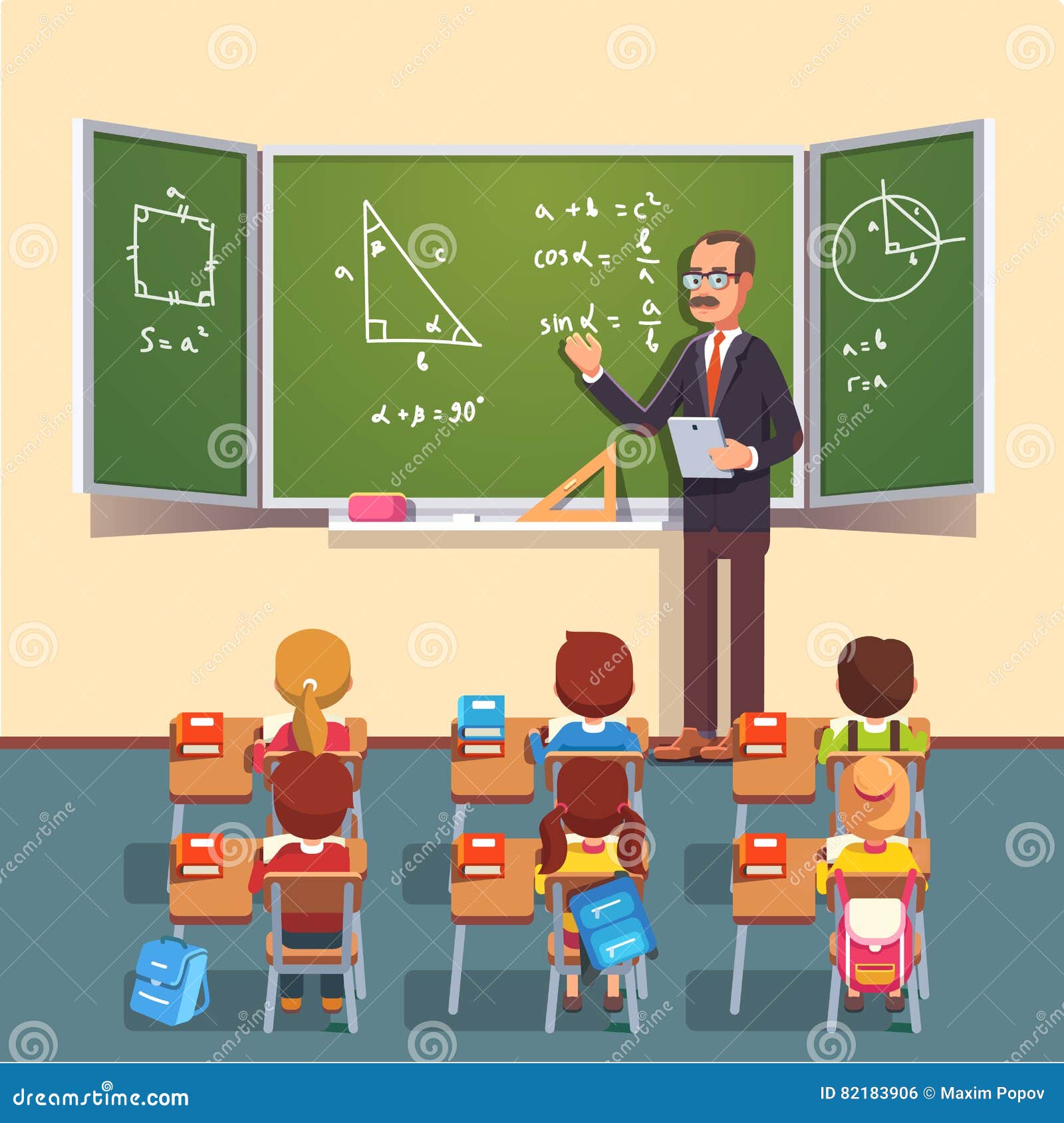 teacher man giving a trigonometry lecture