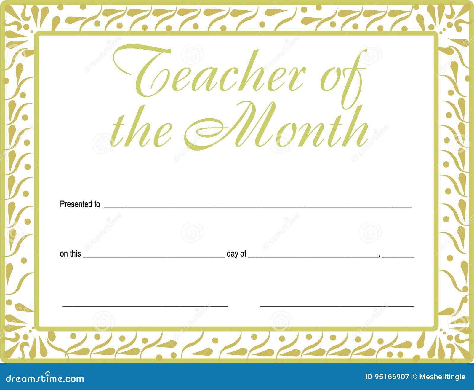 Teacher of the Month Certificate with Version Available Stock Regarding Teacher Of The Month Certificate Template