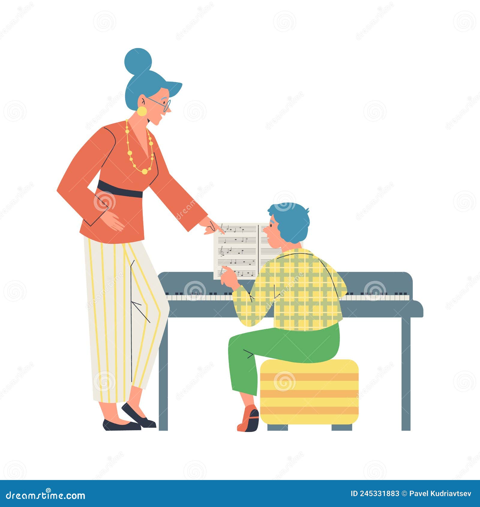 Piano online class isolated cartoon Royalty Free Vector