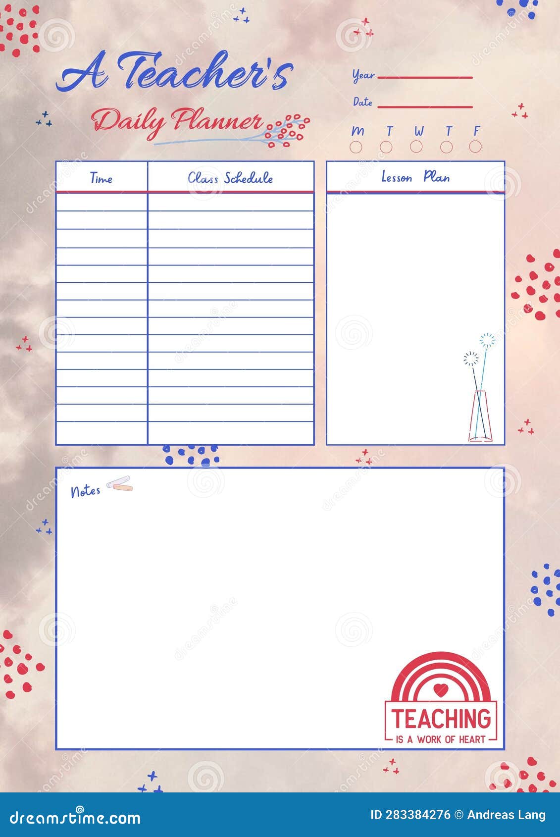 Teacher Planner Digital Planning Insert Sheet Printable Page Template