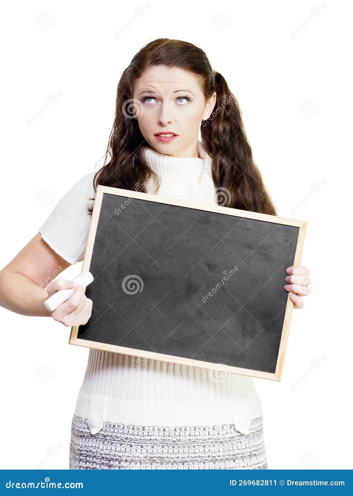 Teacher Problem Solving With Chalk And Black Board Stock Image Image
