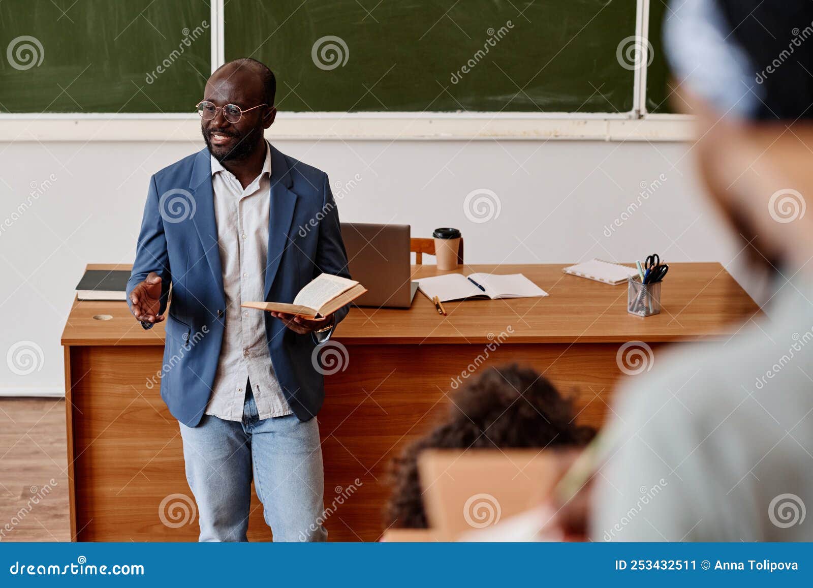 Teacher Reading Lecture at University Stock Image Image of tell