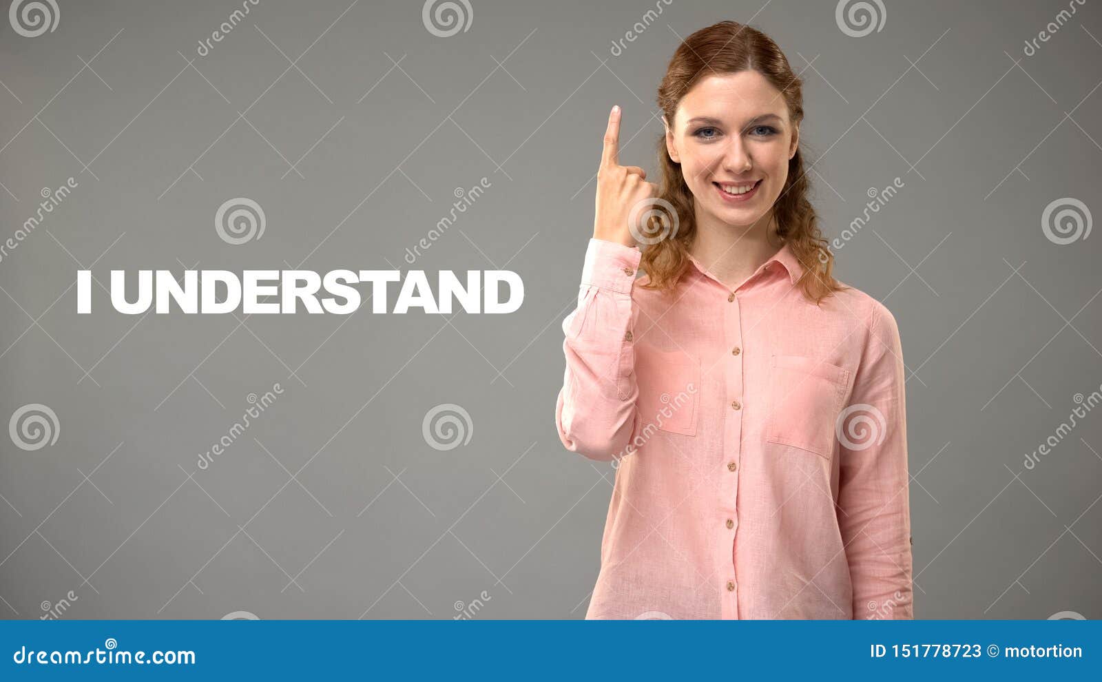 teacher saying i understand in asl, text on background, communication for deaf