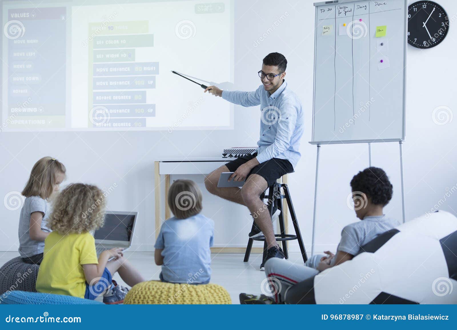 Teacher Shows on an Interactive Whiteboard Stock Image Image of game