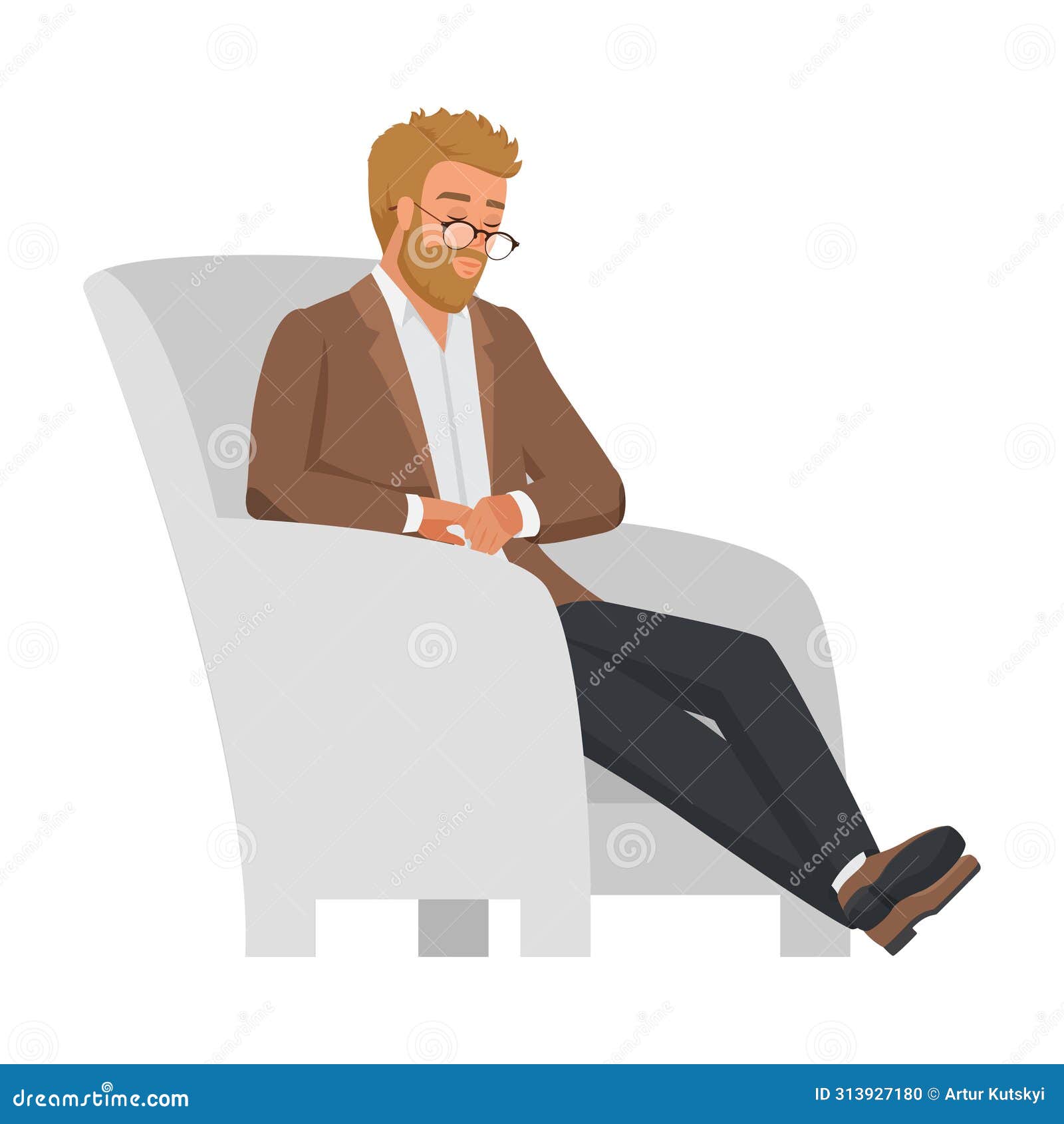 teacher sitting in chair to relax during break between lectures, lessons at school