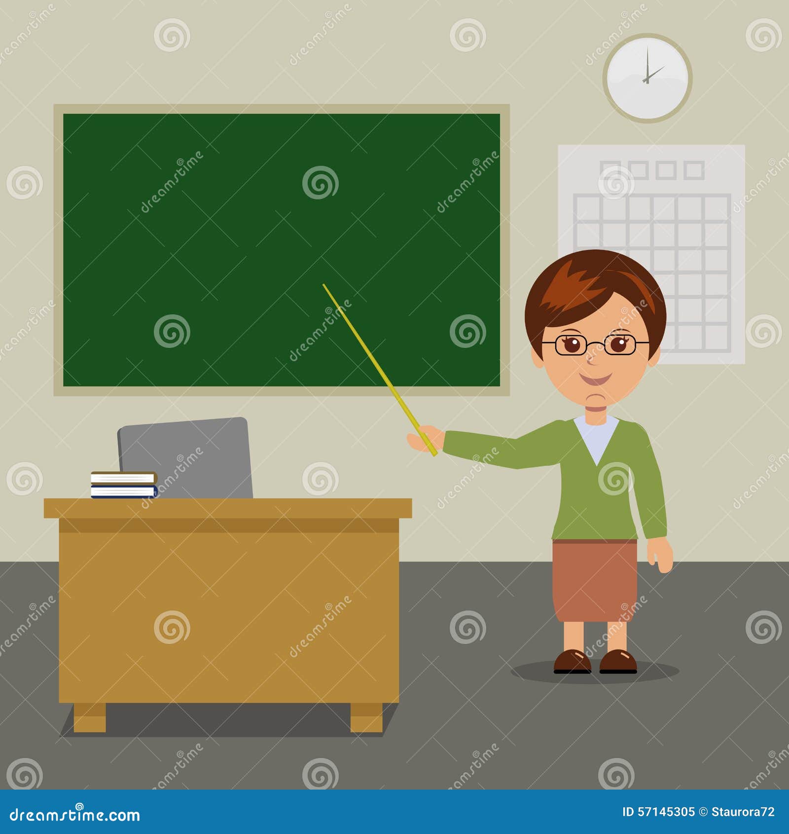 The Teacher Stands at the Blackboard in Class Stock Vector