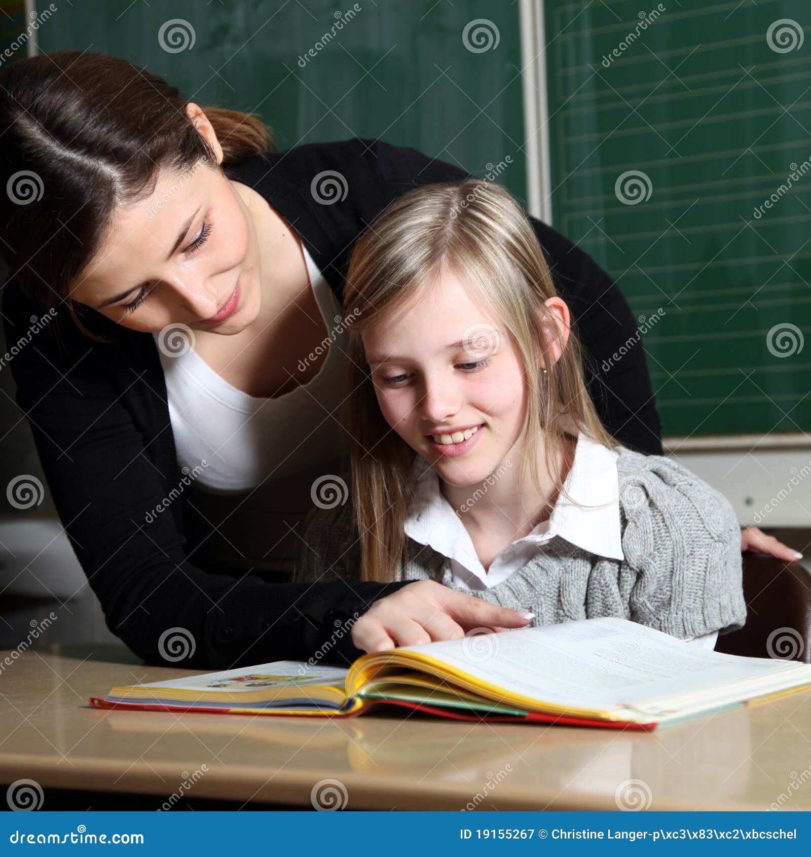 Teacher And Student Learn Together Royalty Free Stock