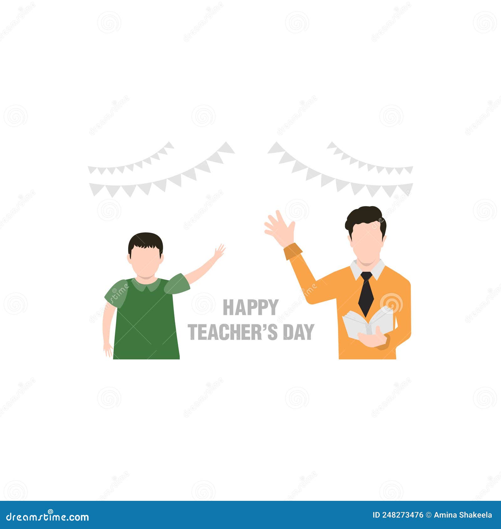 The Teacher and Student Waving To Each Other Stock Vector ...