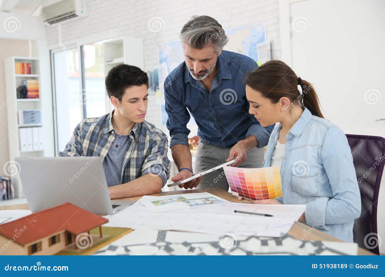 Teacher with Students in Architecture Class Stock Image Image of grey, modelling 51938189