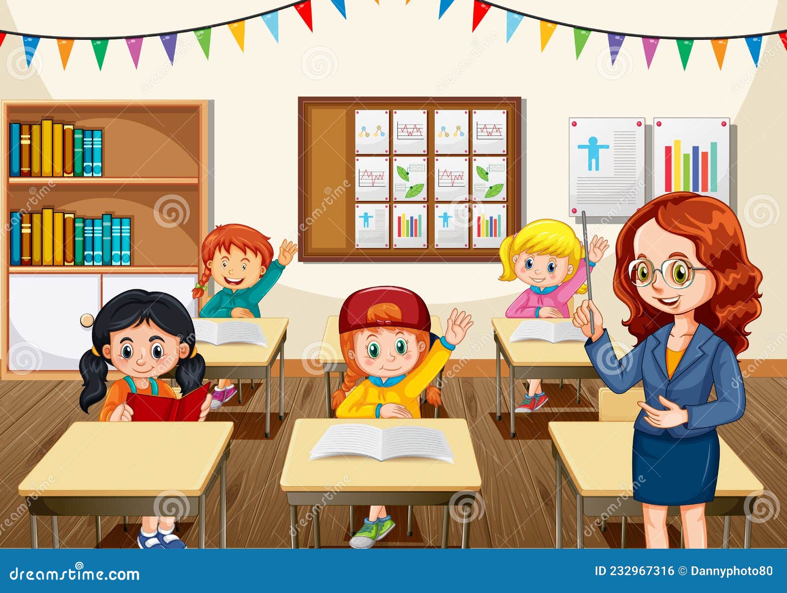 Teacher Teaching Students in the Classroom Scene Stock Vector -  Illustration of learn, cartoon: 232967316