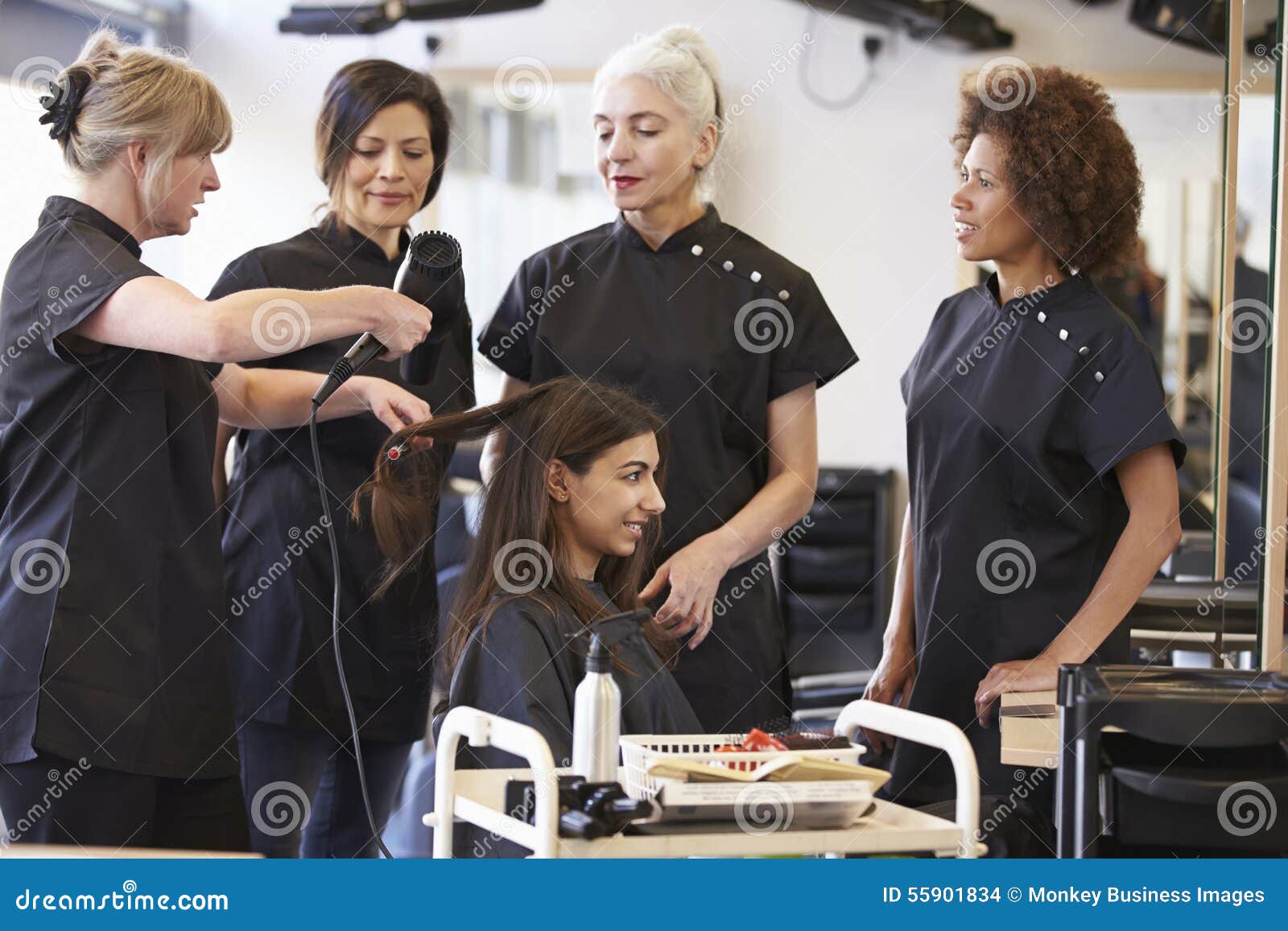 Teacher Training Mature Students in Hairdressing Stock Photo Image of