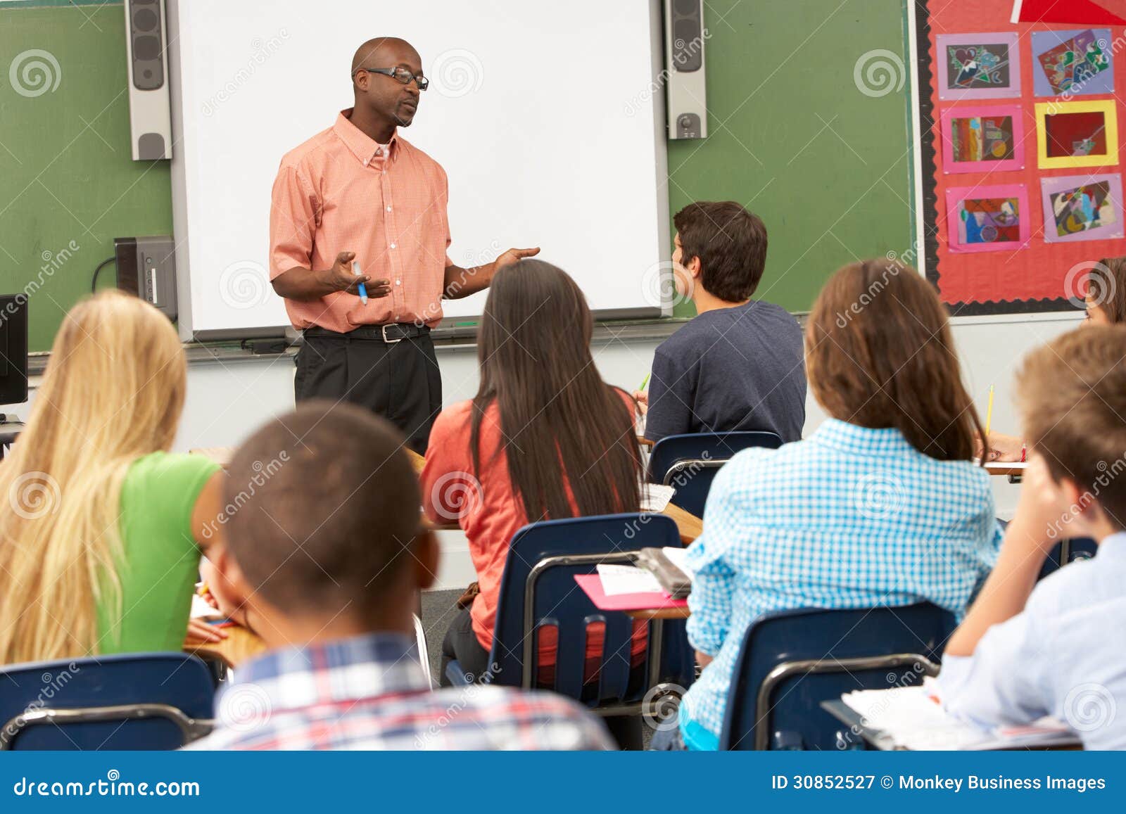 Teacher Using Interactive Whiteboard during Lesson Stock Image Image