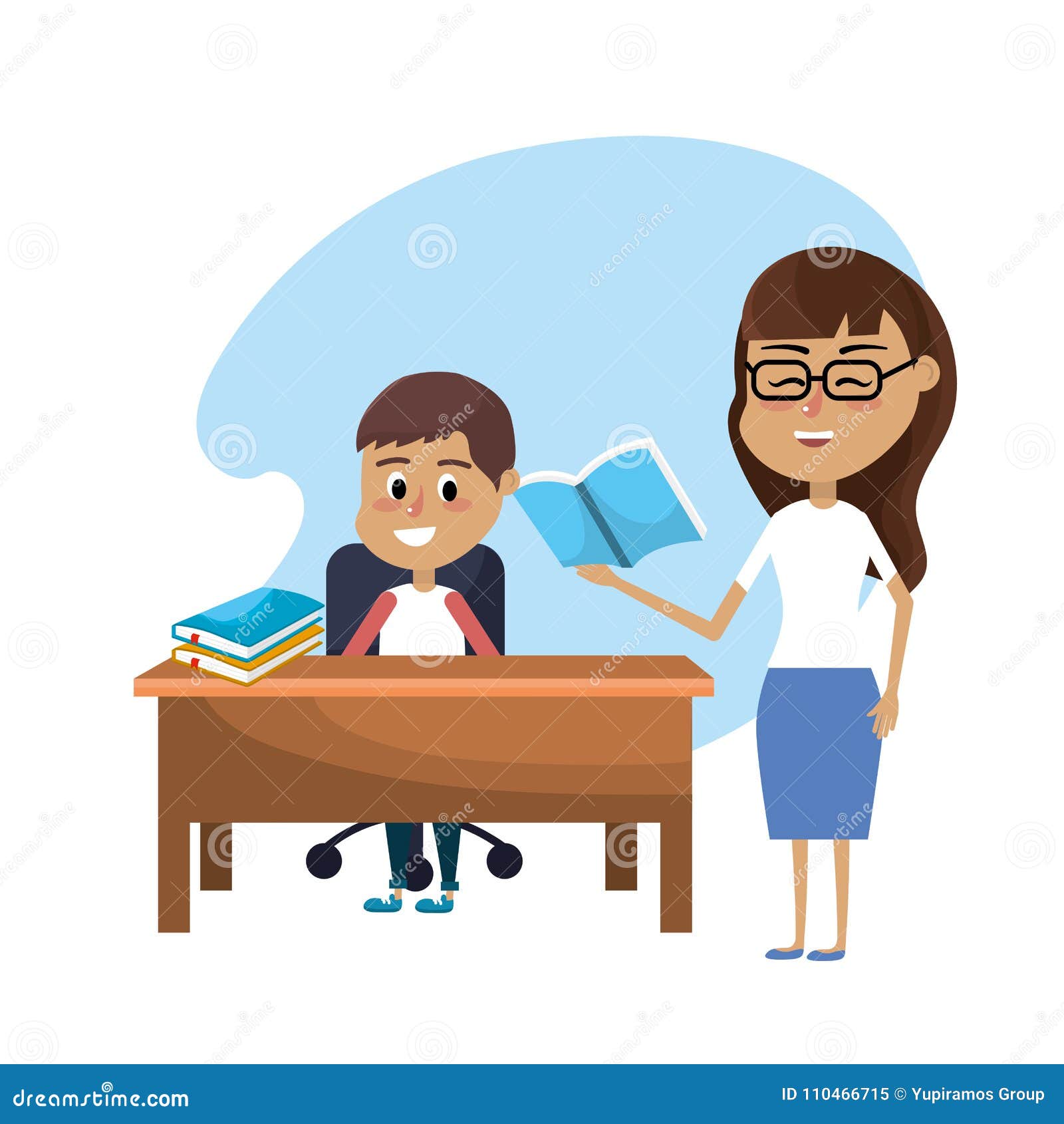 Teacher and young boy student Royalty Free Vector Image