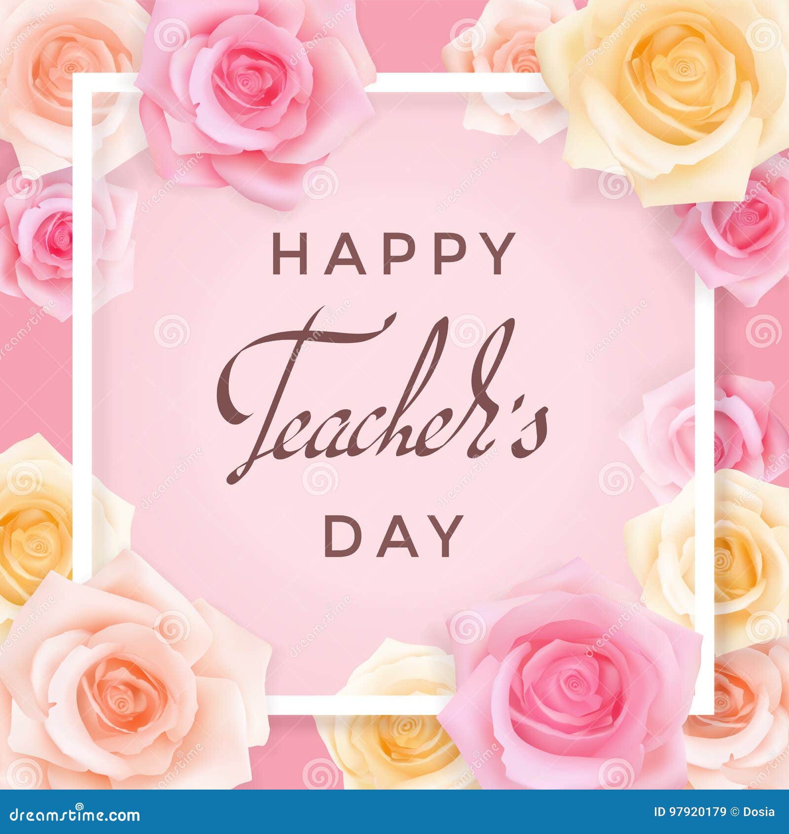 teachers-day-card-with-roses-cartoon-vector-cartoondealer-97920153