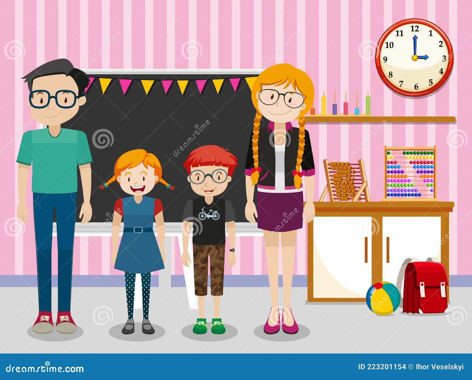 Teachers and Students in the Classroom Stock Vector Illustration of