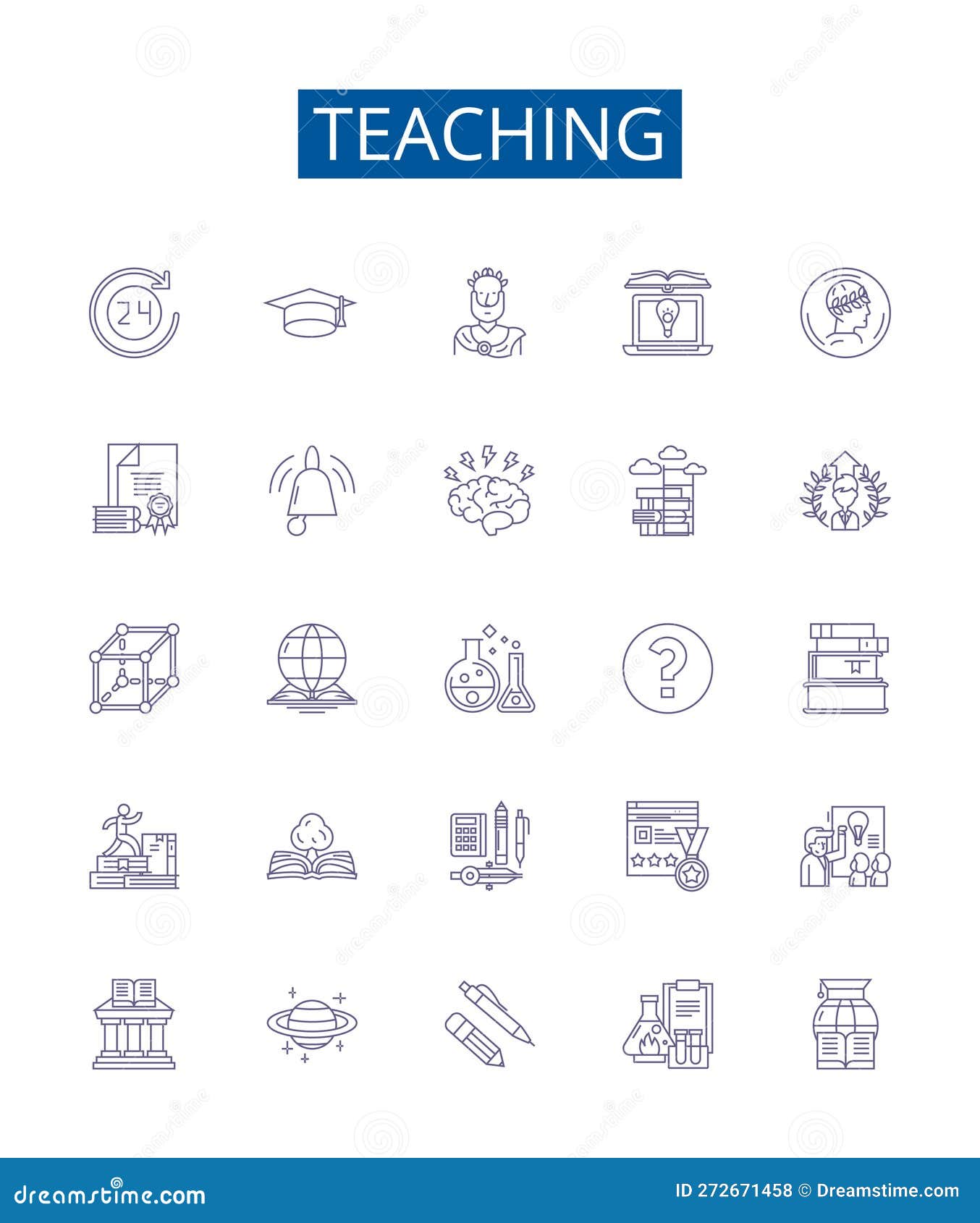 teaching line icons signs set.  collection of instructing, educating, tutoring, guiding, coaching, mentoring
