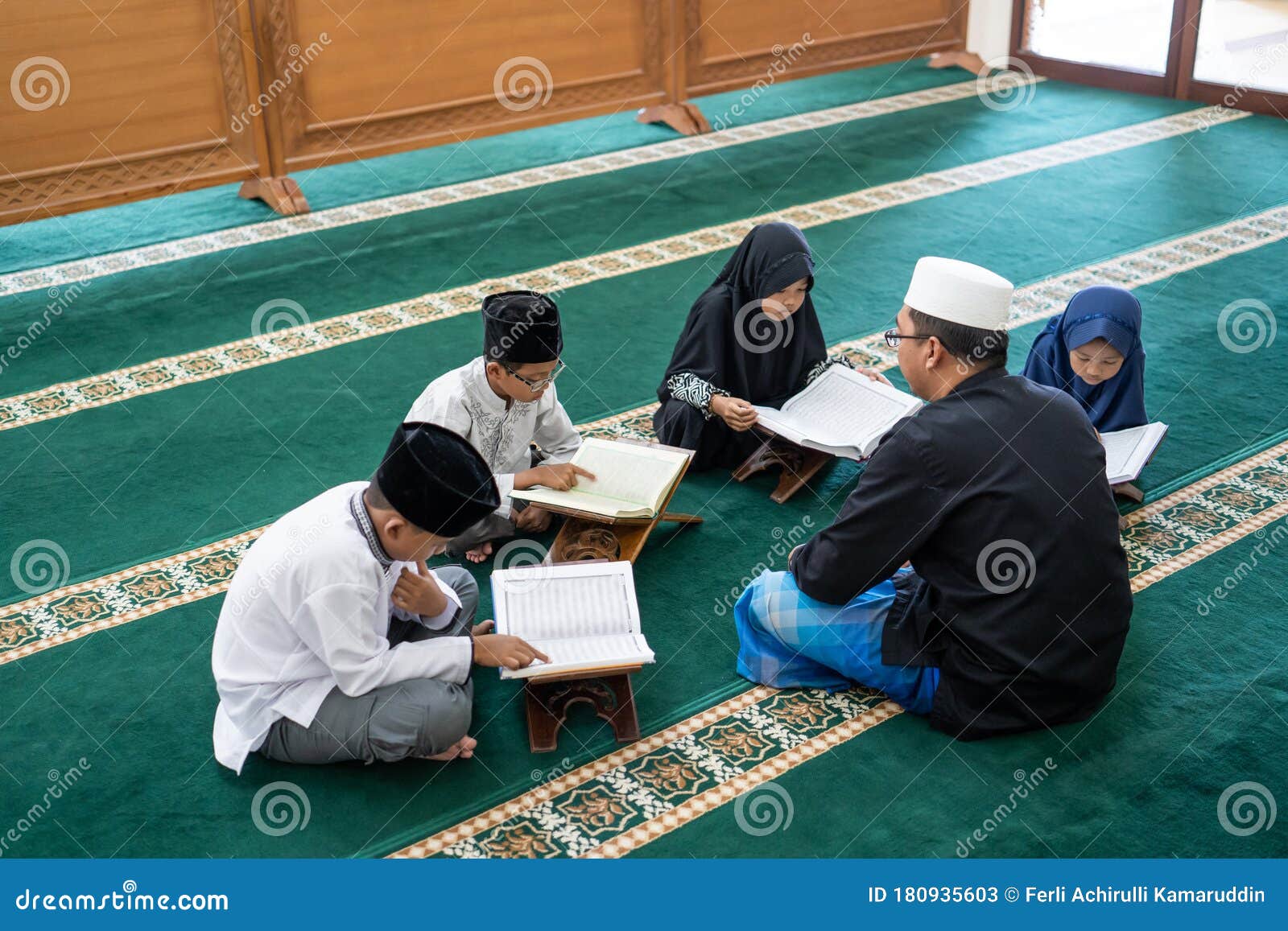 Teaching Muslim Kid To Read Quran Stock Image Image of