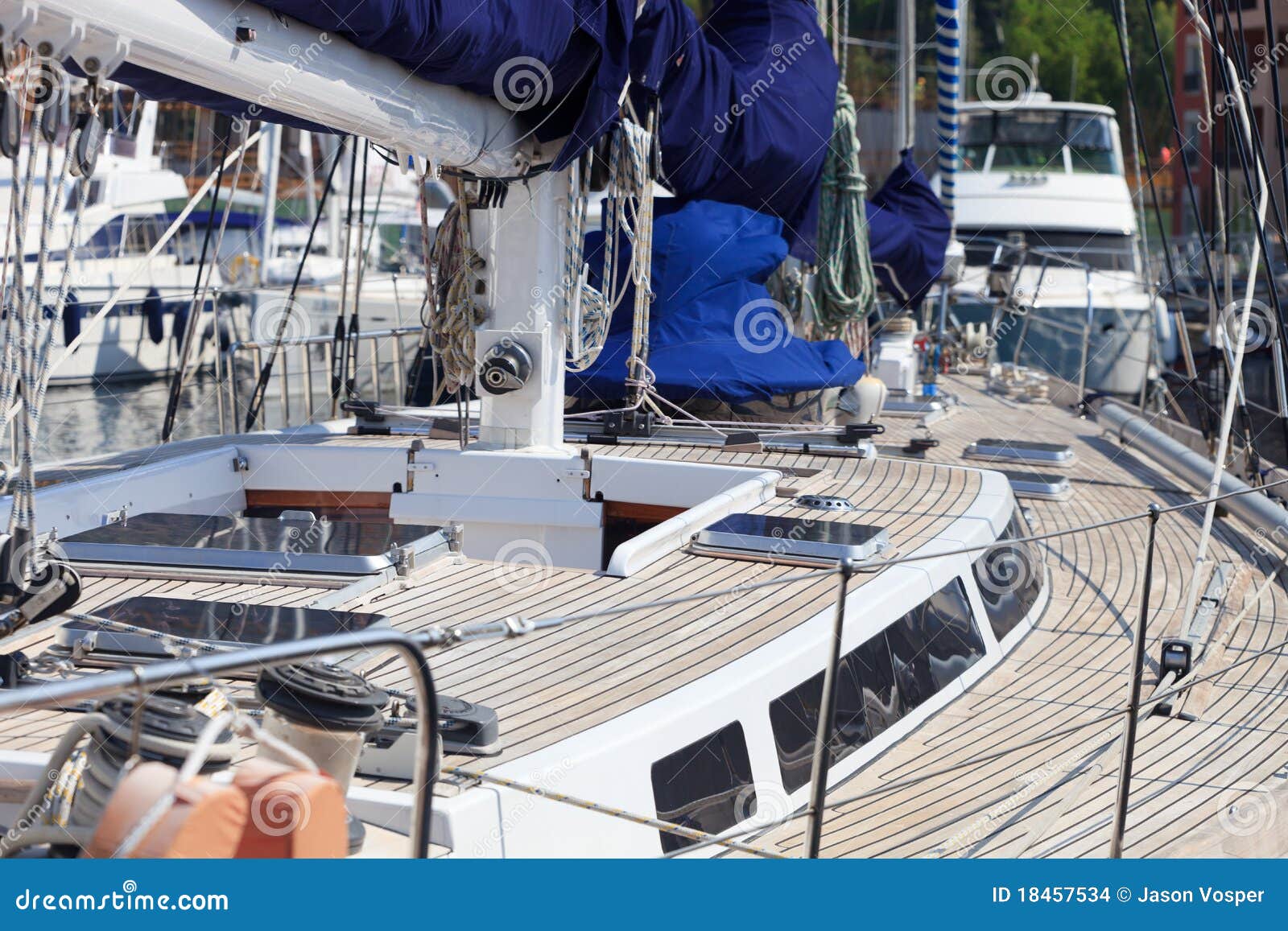 Teak boat deck stock photo. Image of dock, sunshine, sail 18457534