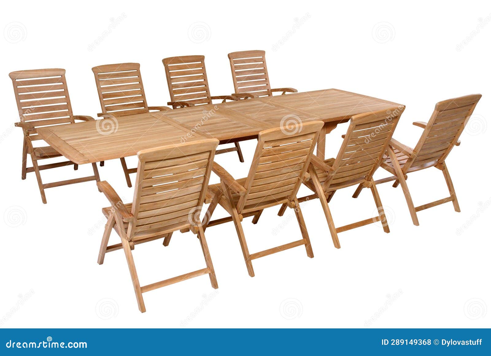 teak garden furniture  in white background