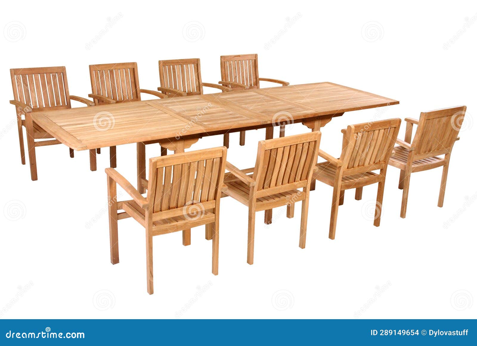 teak garden furniture  in white background