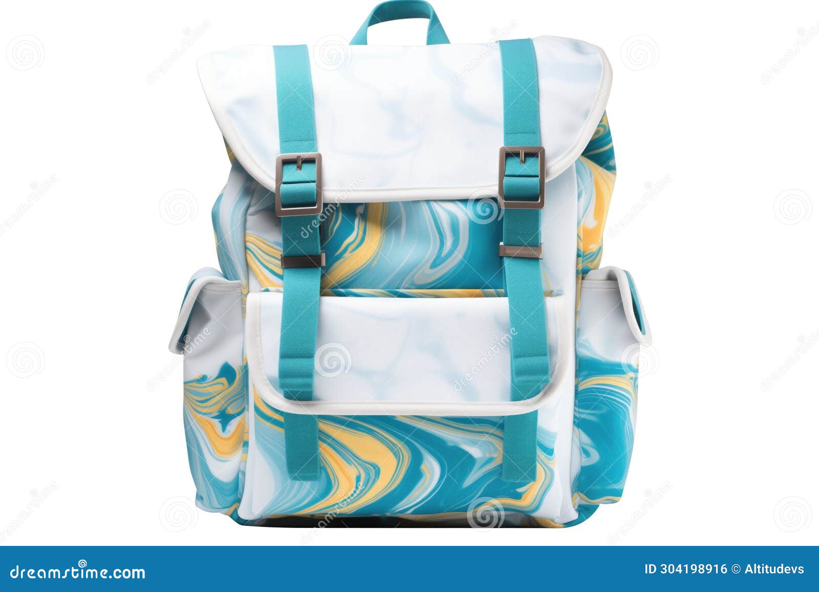 teal backpack with padded straps, threequarter view, white