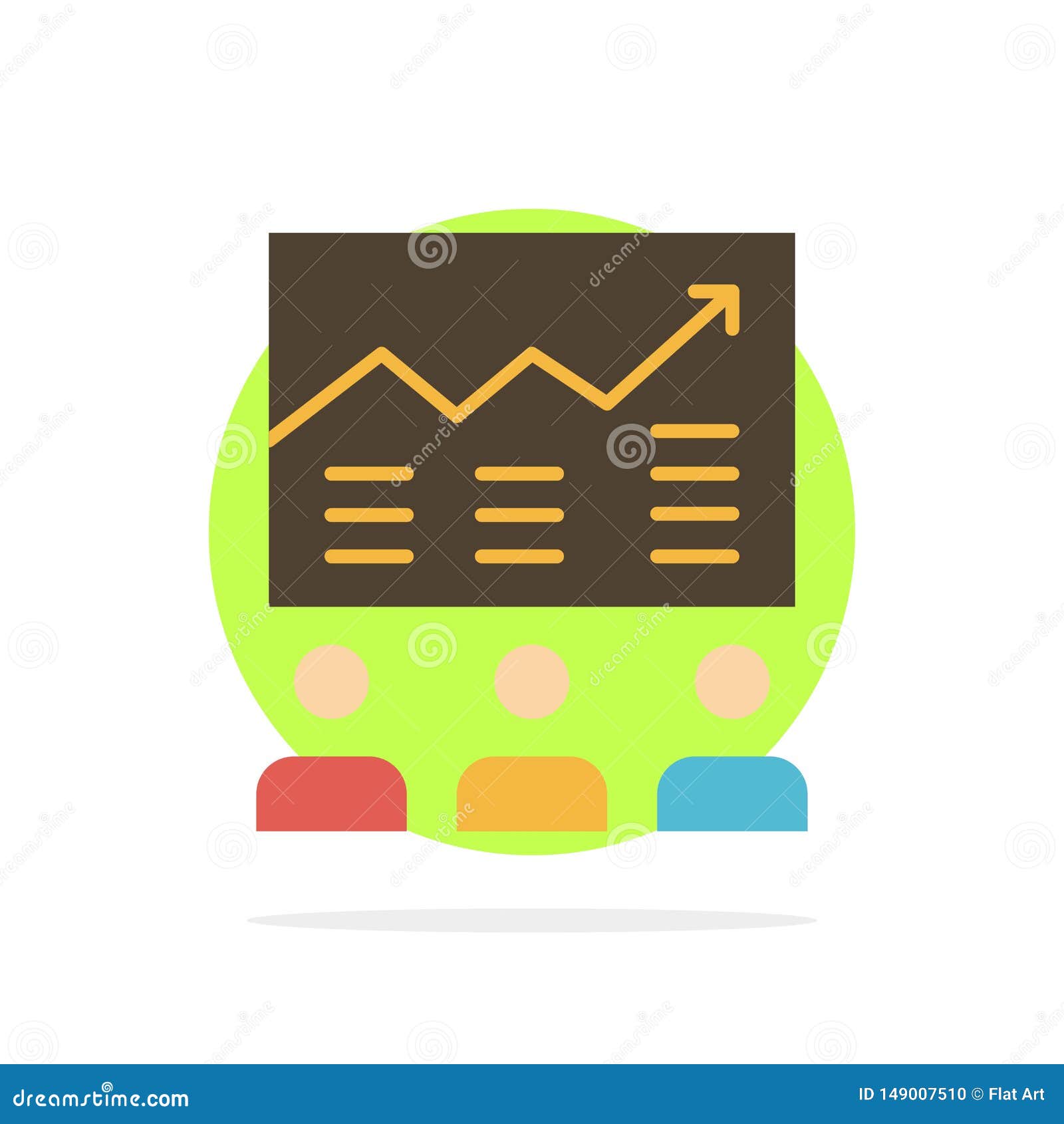 team, arrow, business, chart, efforts, graph, success abstract circle background flat color icon