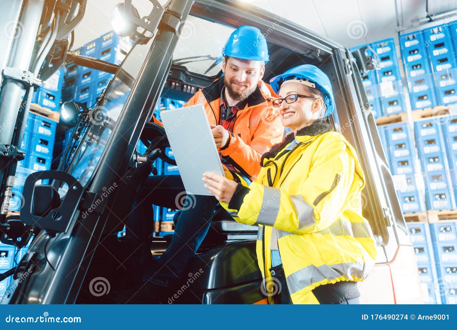 Team in Beverage Logistics on Deployment Briefing Stock Photo Image