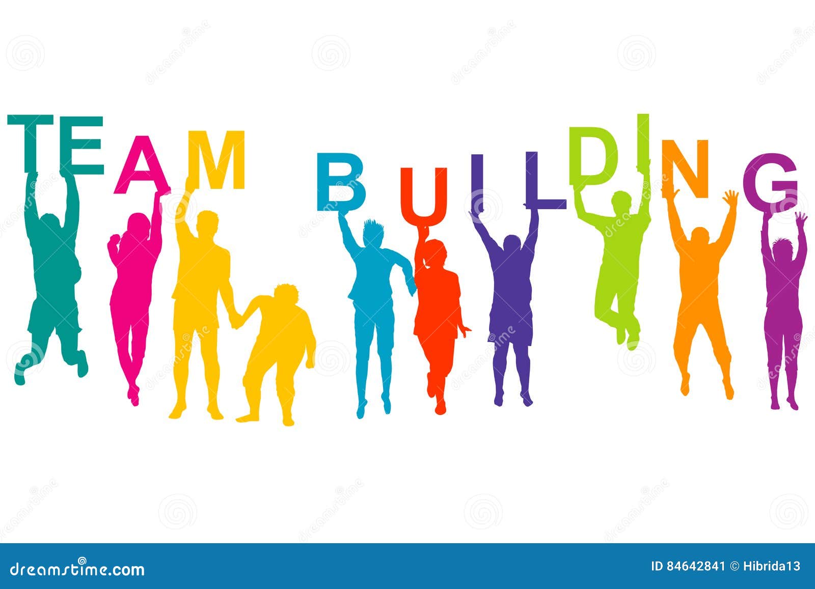 Team Building Concept with Silhouette of Men and Women Stock Vector ...