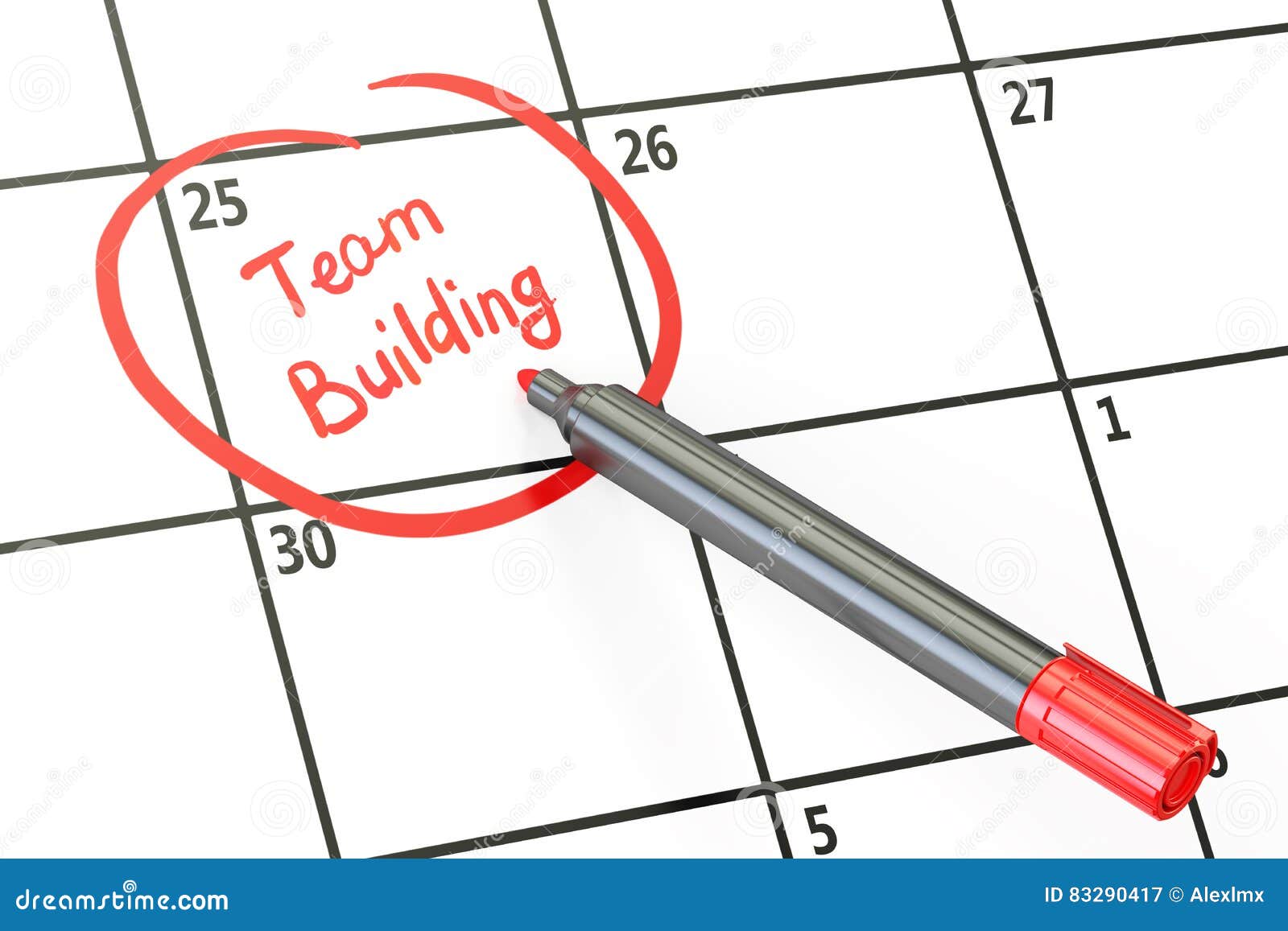 Team Building Date on Calendar Concept, 3D Rendering Stock Illustration