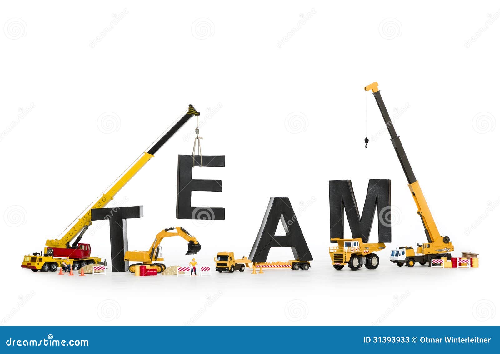 team building: machines building team-word.