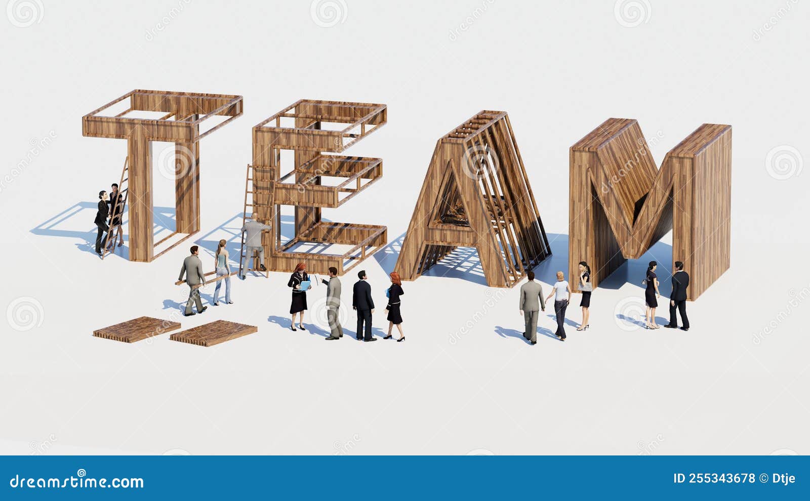 team building to improve cooperation and motivation. 3d rendering