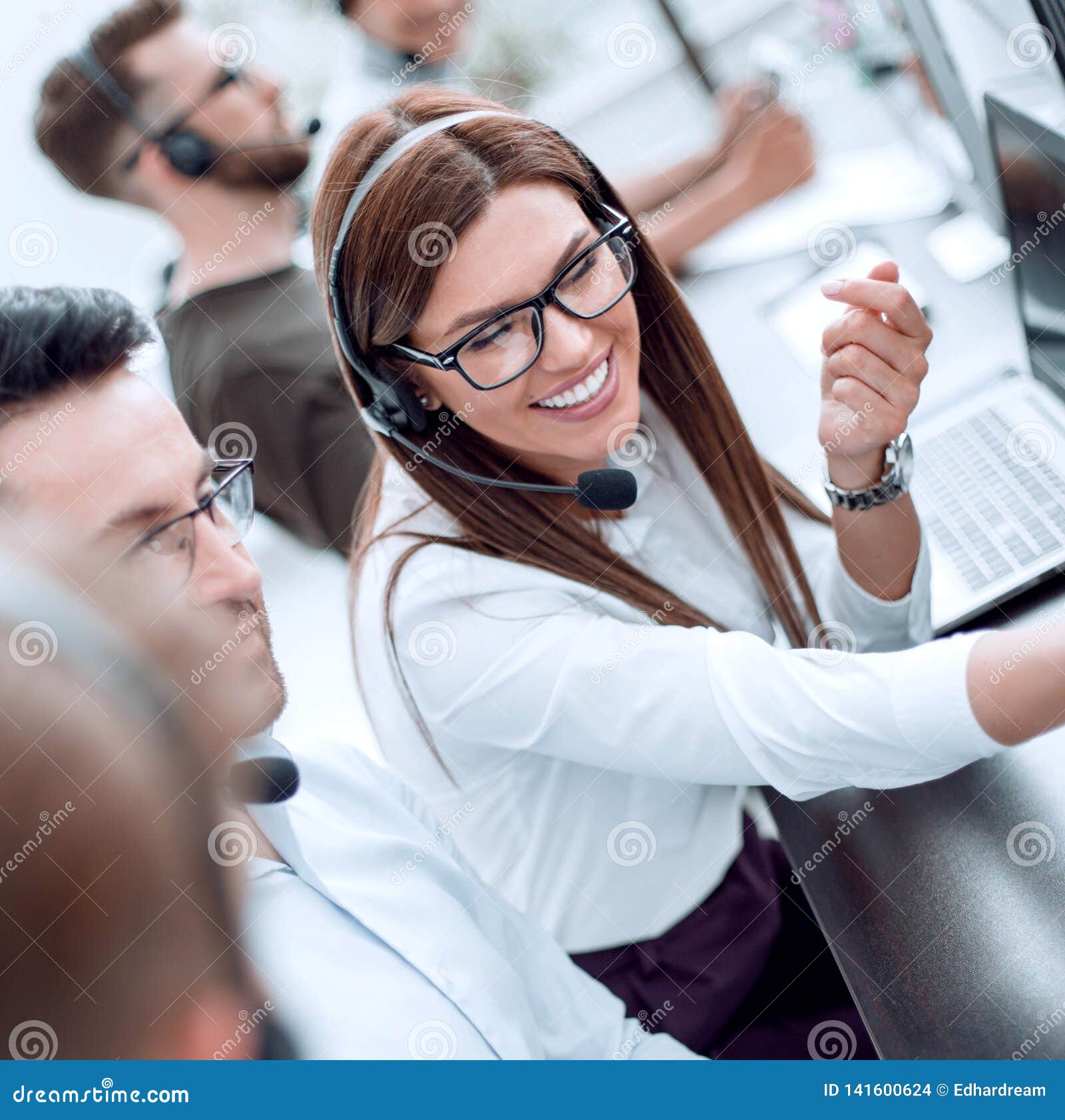 Team of Call Center Operators in the Workplace Stock Photo Image of
