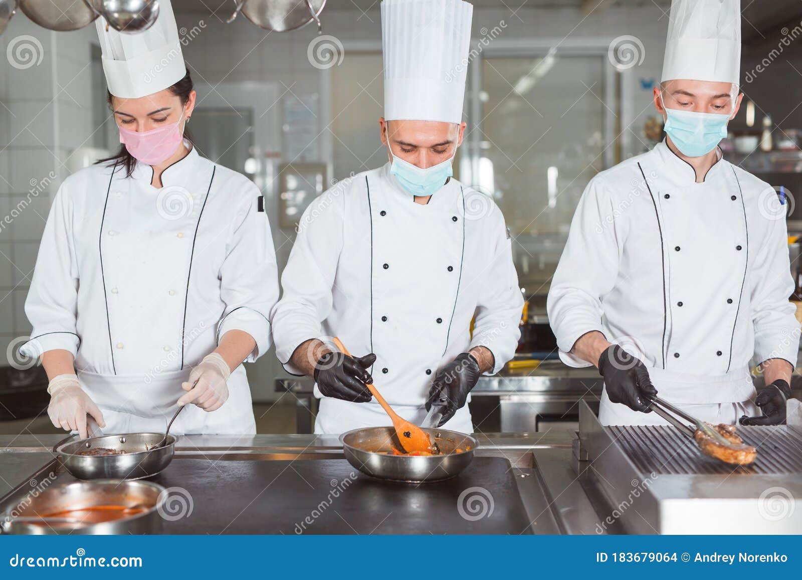 Team of Cooks Cooks in a Restaurant Stock Photo Image of chefs