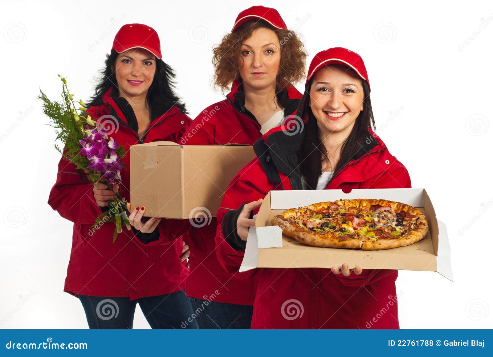 Team of delivery women stock photo. Image of happiness 22761788