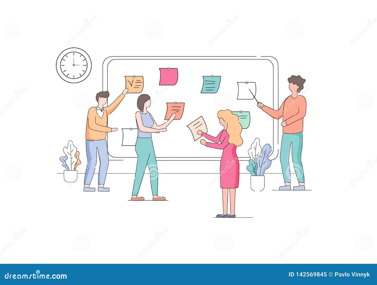 team of developers planning weekly schedule tasks.