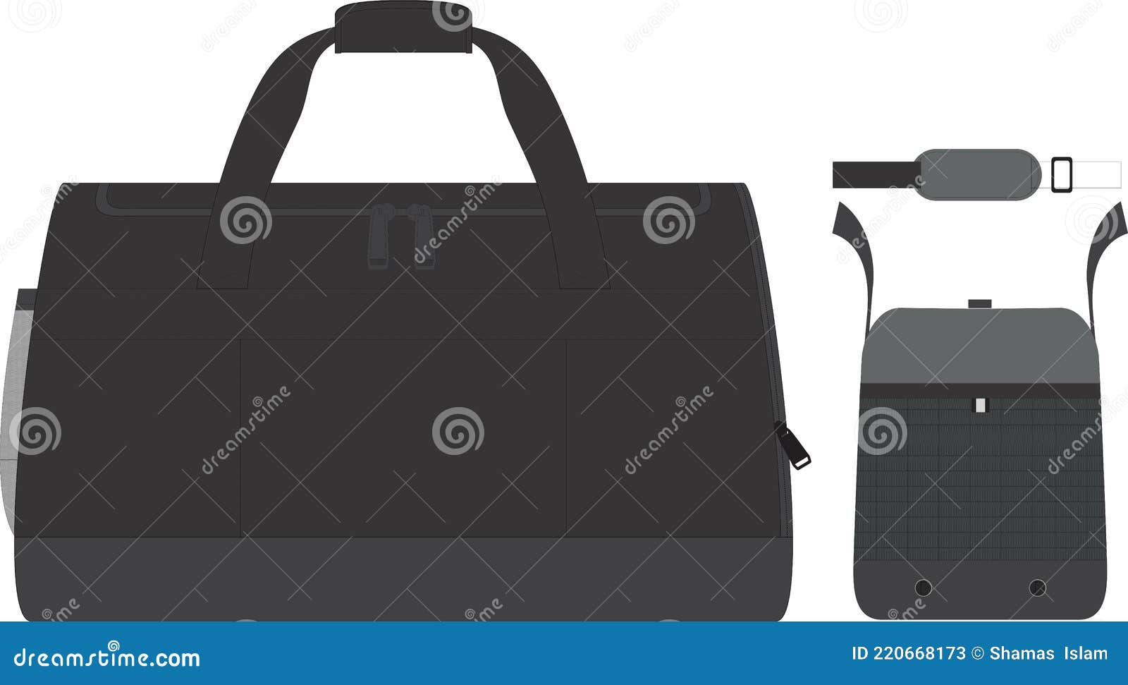 Team Duffle Bag Mock Ups Templates Vectors Stock Vector Illustration of design, printing