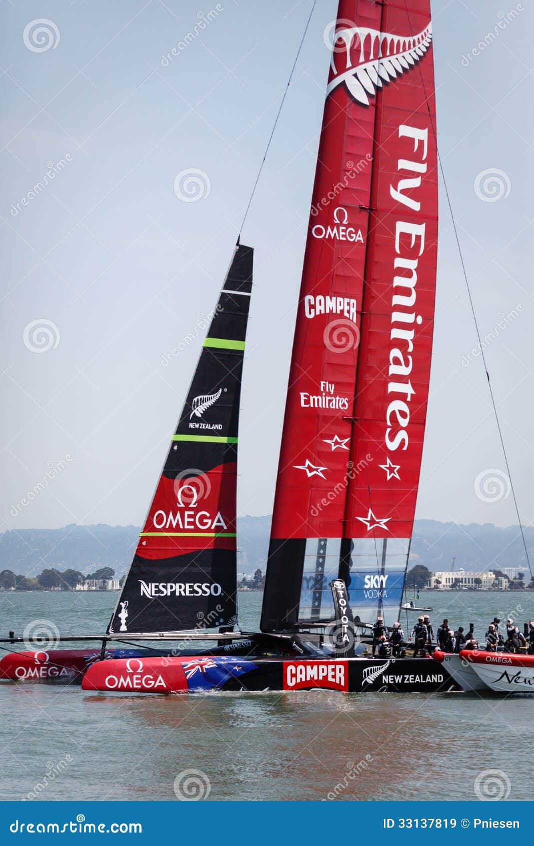 Team Emirates AC 72 Sail Boat, Louis Vuitton Cup Race Editorial Stock Image - Image of catamaran ...