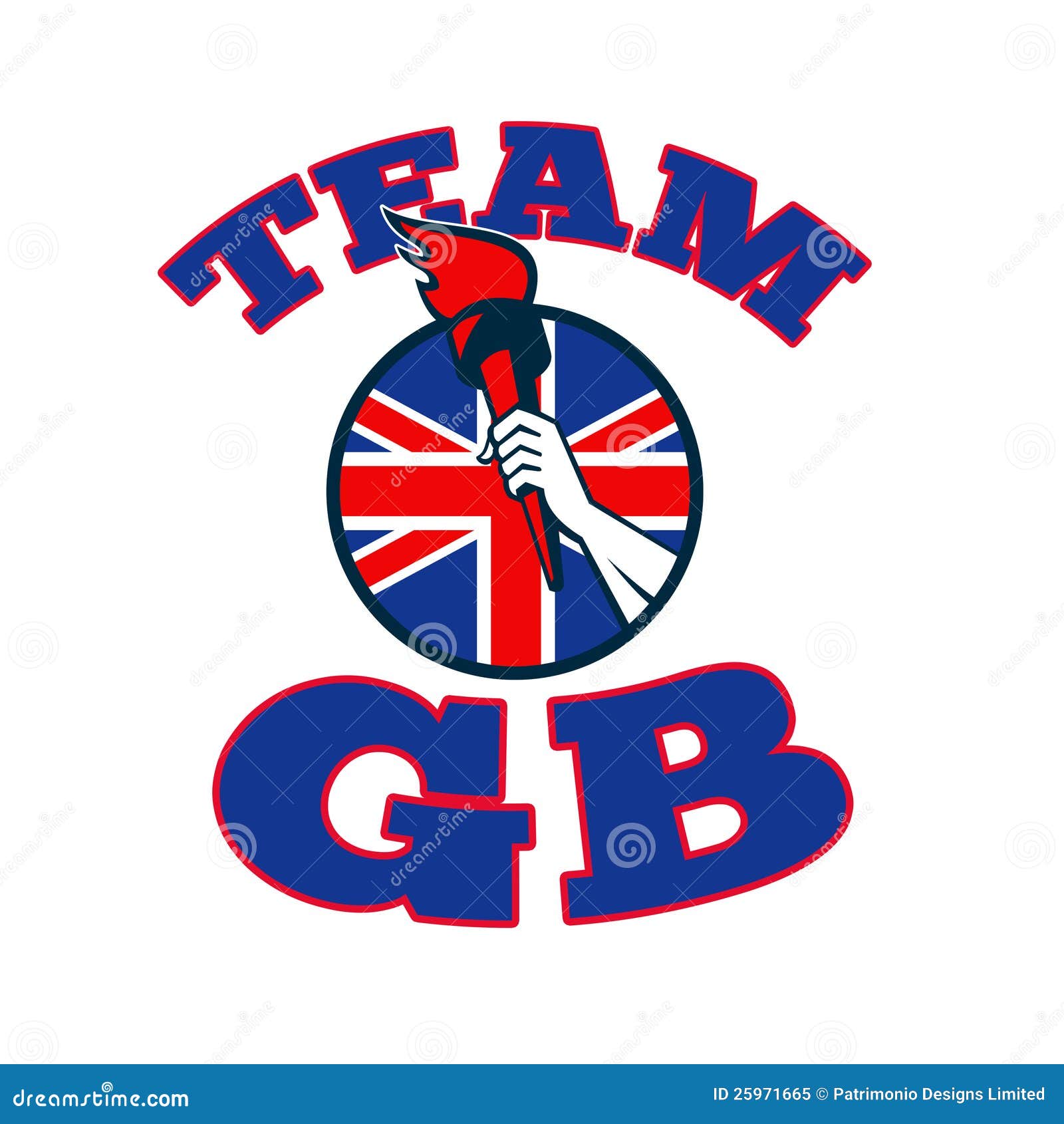 Team GB Hand Holding Torch Great Britain Flag Stock Illustration
