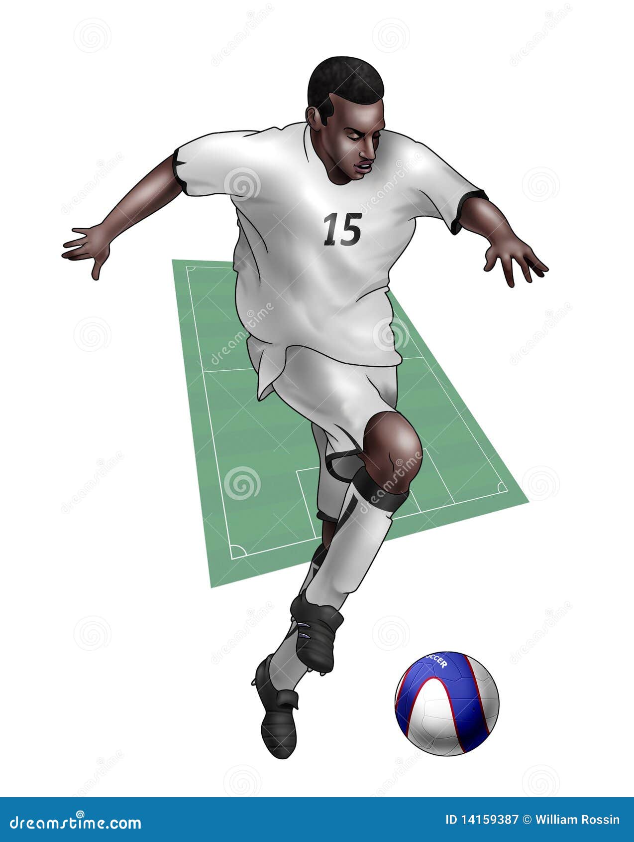 Team Ghana Realistic illustration of a soccer player wearing his national team uniform - Soccer pitch on the background