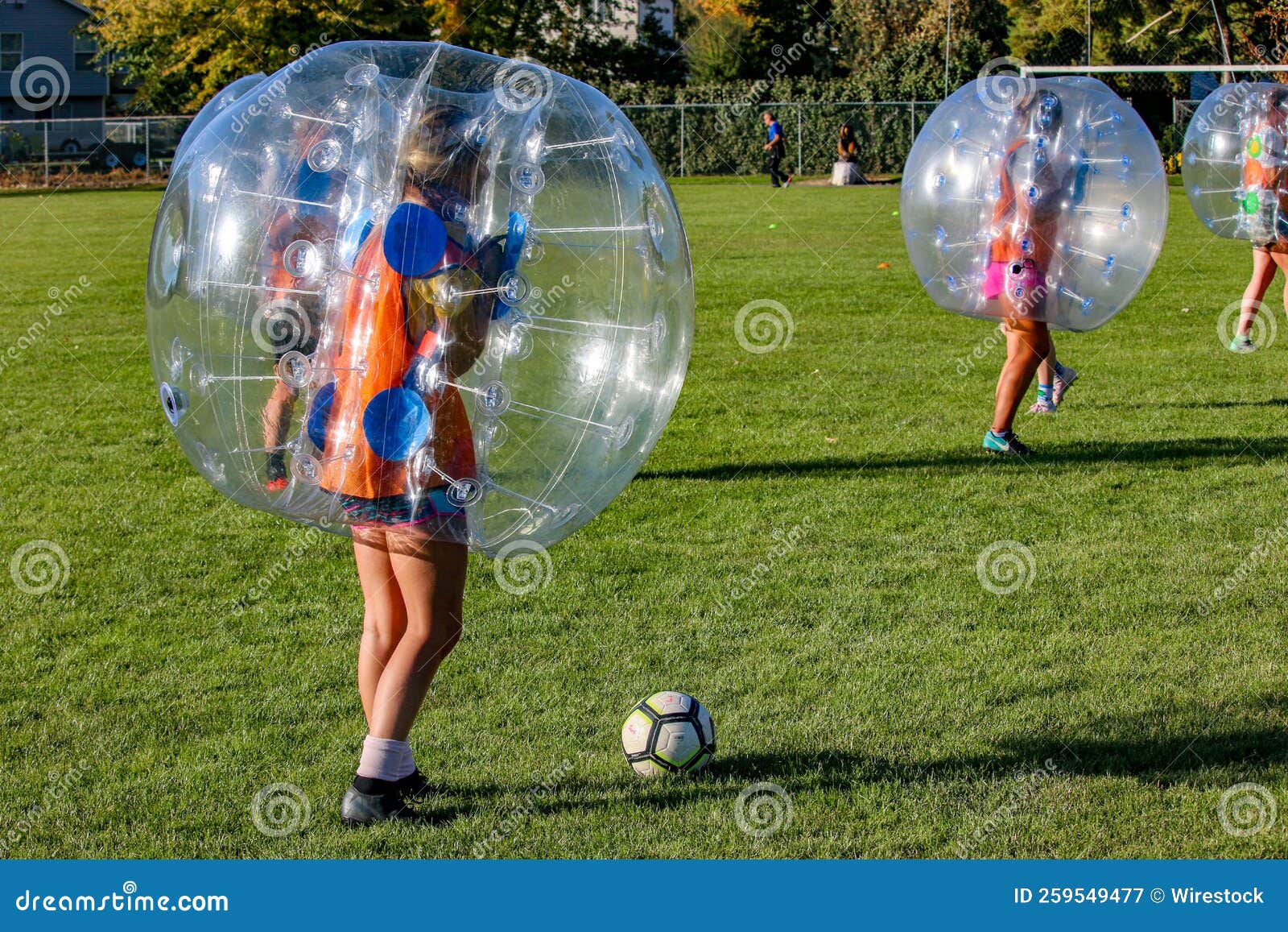 Team of Girls Playing Bubble Soccer Editorial Photography Image of