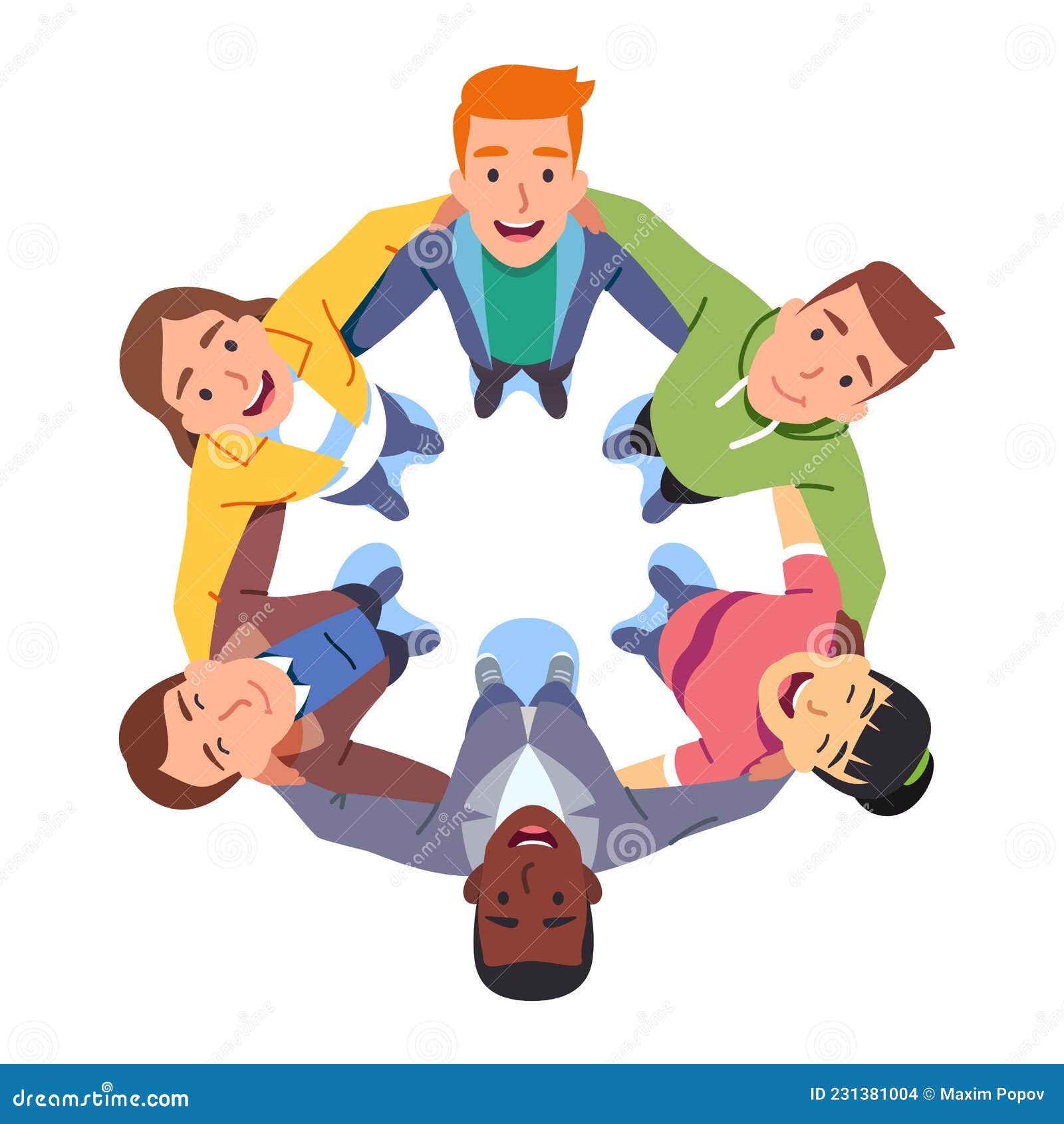 Team huddle top view stock vector. Illustration of student - 231381004
