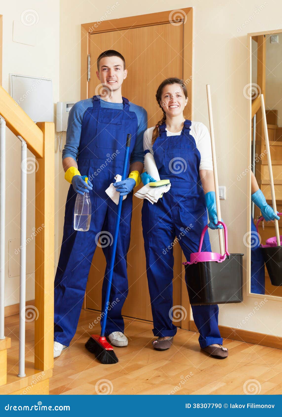 Team of Professional Cleaners Stock Photo Image of people, house