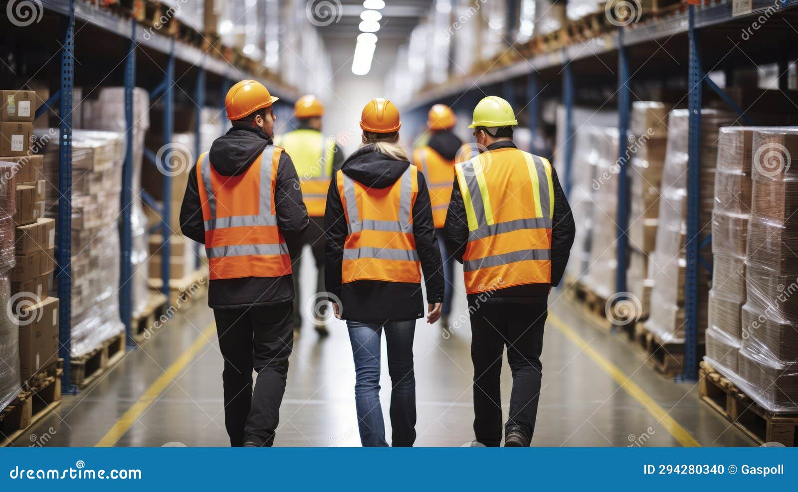 a team's journey warehouse workers through the maze of packed racks. generative ai