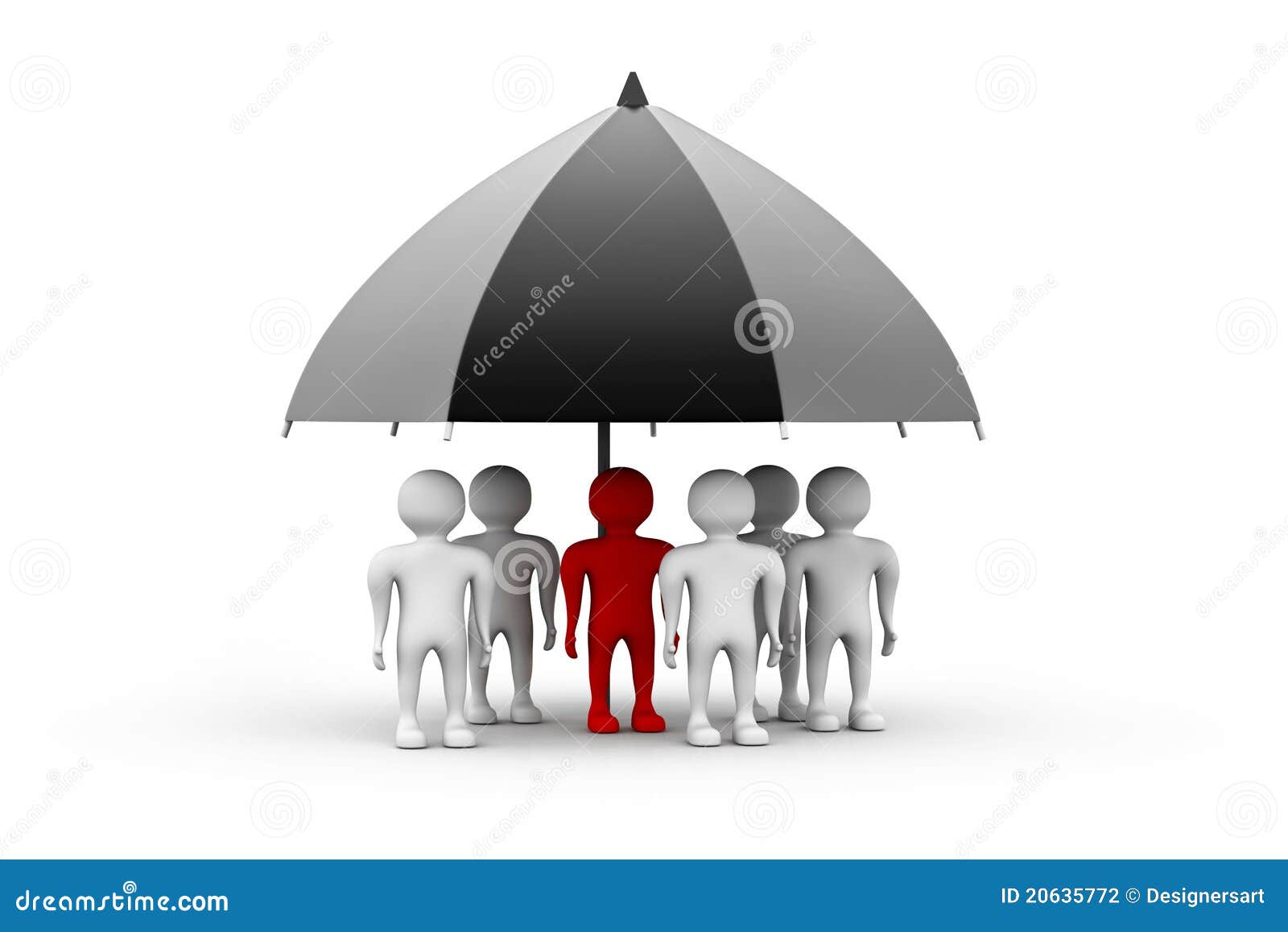 Team Standing with a Black Umbrella Stock Illustration Illustration
