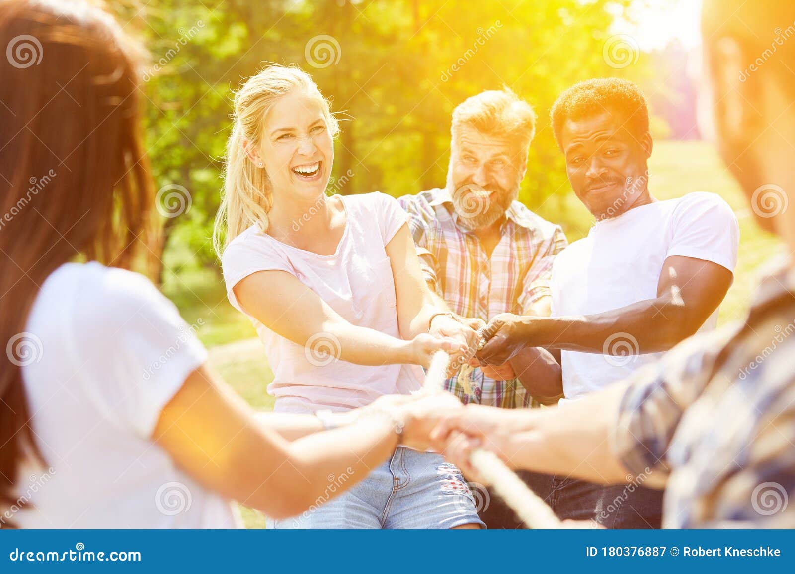 Team in Tug-of-war As a Team Building Event Stock Image - Image of ...