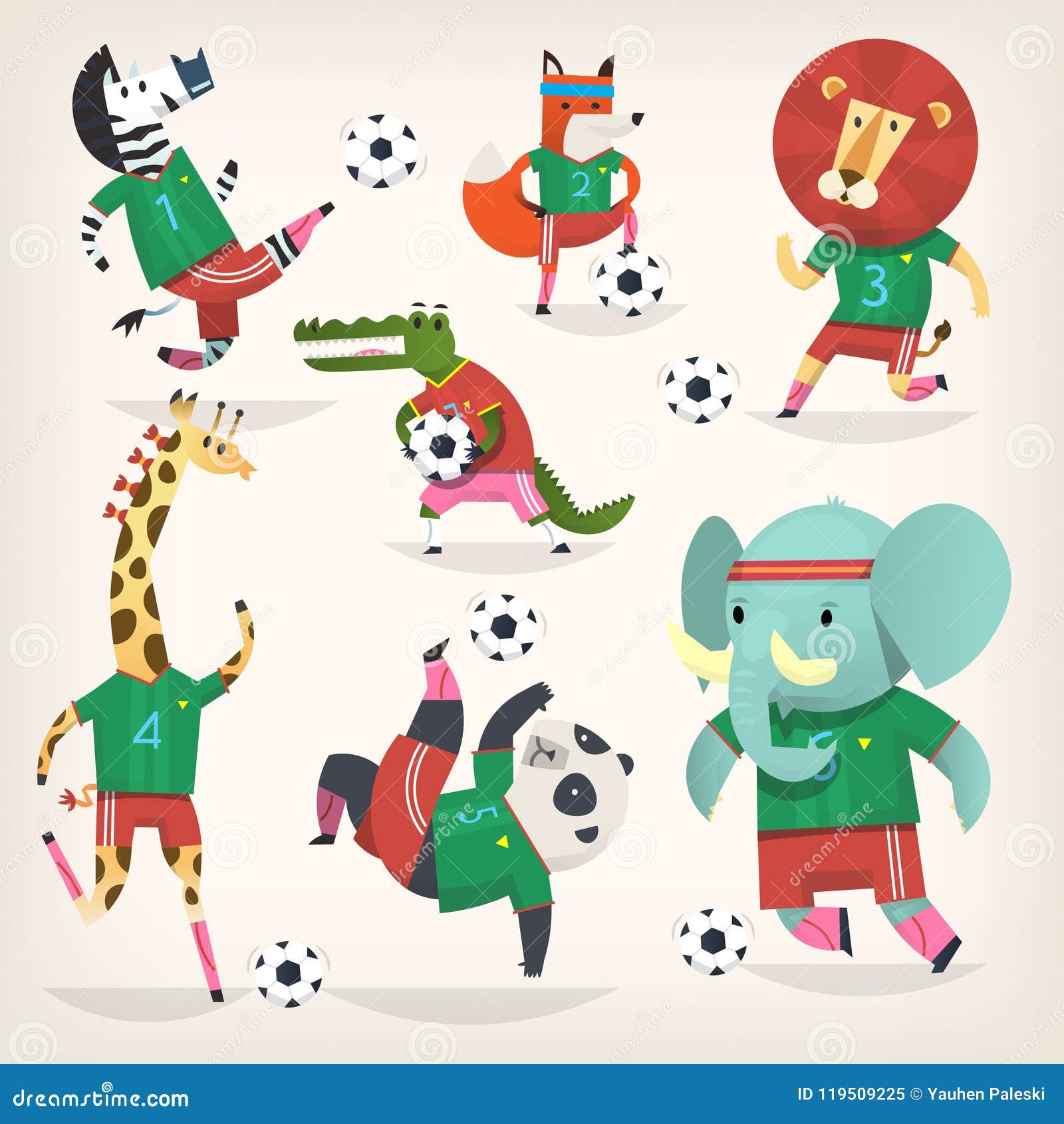 Team of Wild Animals Playing Football. Second Team Stock Vector - Illustration of goalkeeper, elephant: 119509225 Team of Wild Animals Playing Football. Second Team Stock Vector - Illustration of goalkeeper, elephant: 119509225