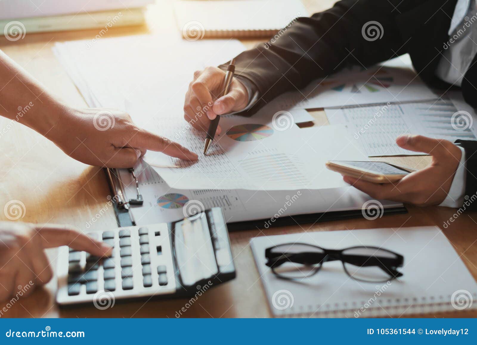 teamwork business woman checking finance report. accounting concept
