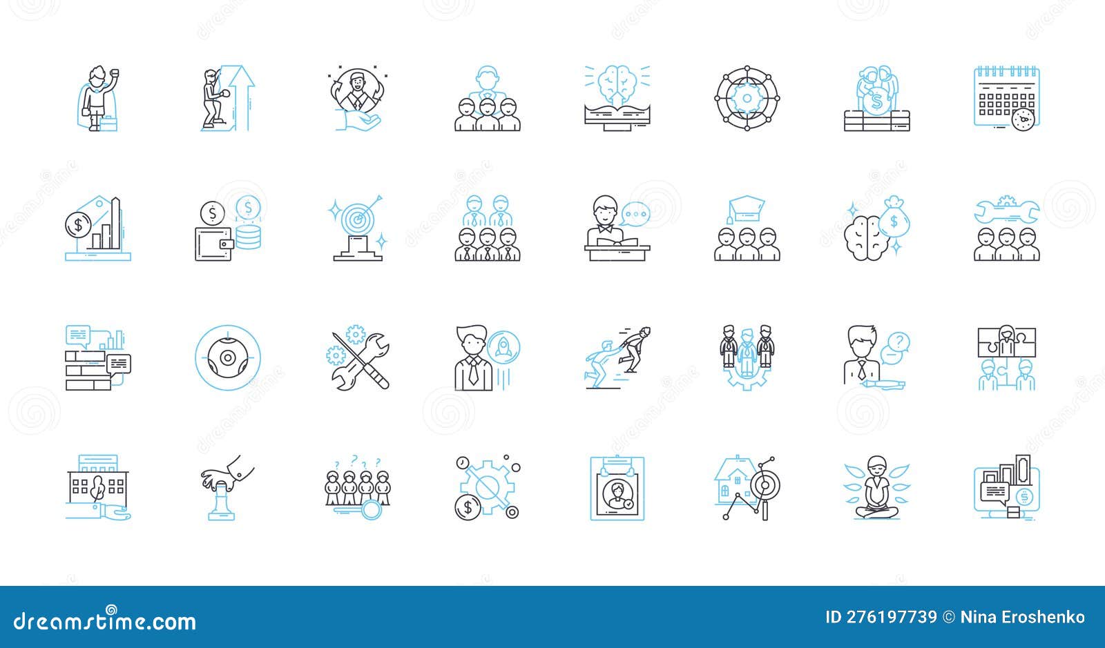 teamwork co-operation linear icons set. synergy, collaboration, unity, partnership, trust, bonding, support line 