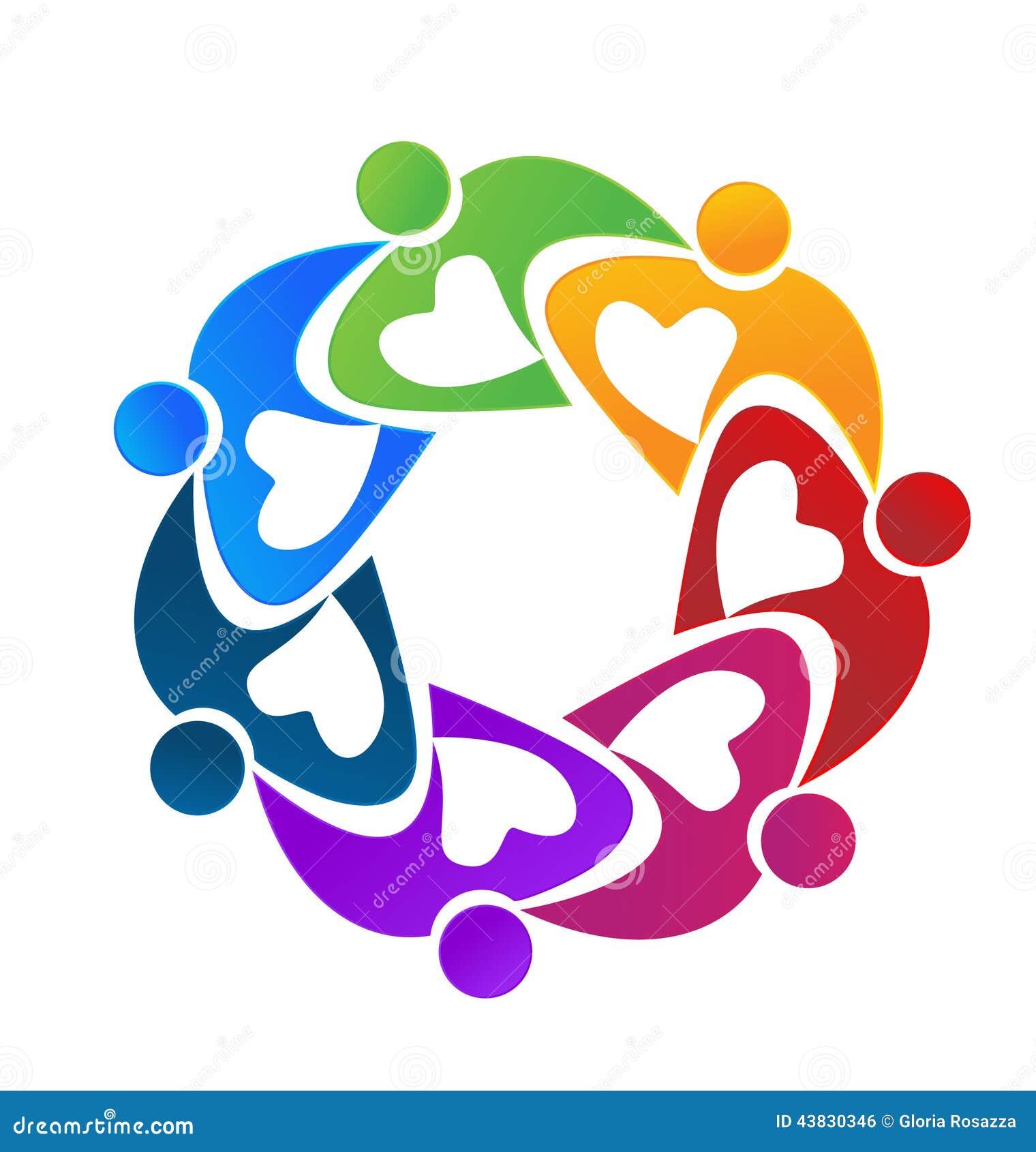 Teamwork Colorful People Working Together Logo Stock Illustration ...