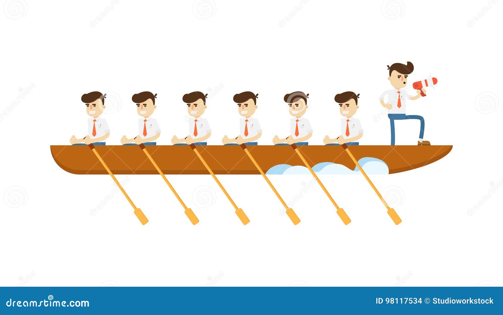 Businessmen In Boat Rowing Competition Vector Cartoon Illustration 142422881